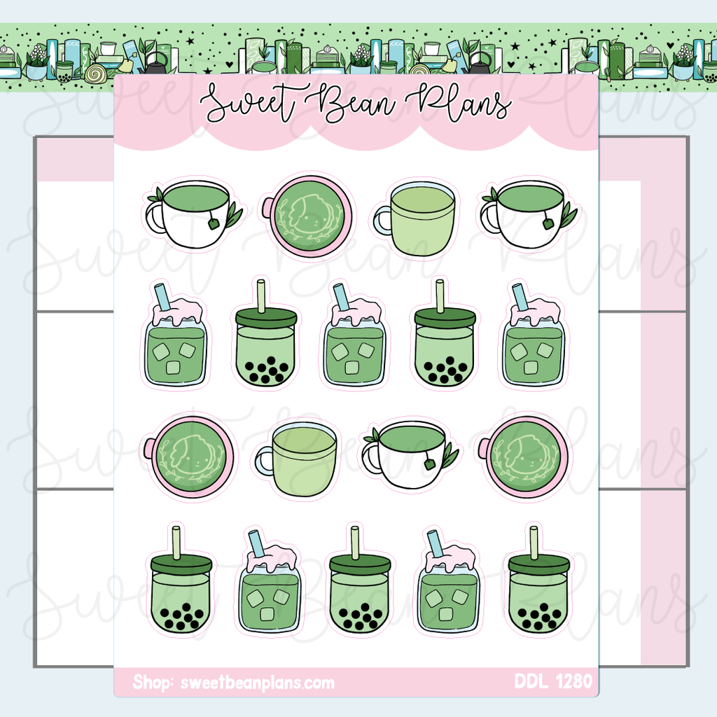 Matcha Teas Vinyl Planner Stickers | Ddl 1280