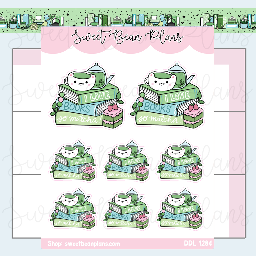 Matcha Book Stack Vinyl Planner Stickers | Ddl 1284