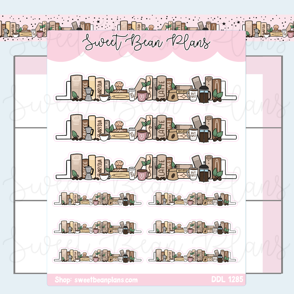 Coffee Bookshelf Vinyl Planner Stickers | Ddl 1285