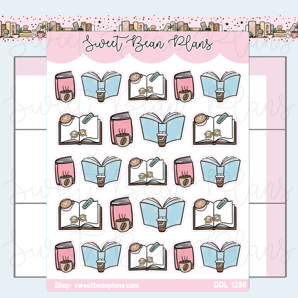 Coffee Books Vinyl Planner Stickers | Ddl 1286