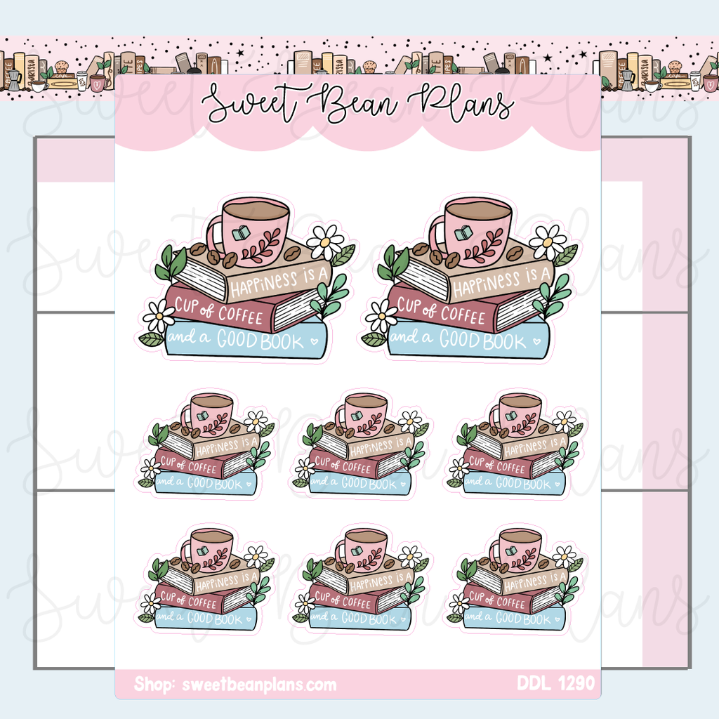 Coffee Book Stack Vinyl Planner Stickers | Ddl 1290