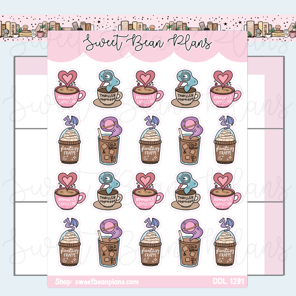 Coffee Book Genre Vinyl Planner Stickers | Ddl 1291