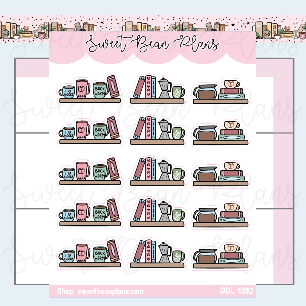 Coffee Mini Shelves Vinyl Planner Stickers | Ddl 1292
