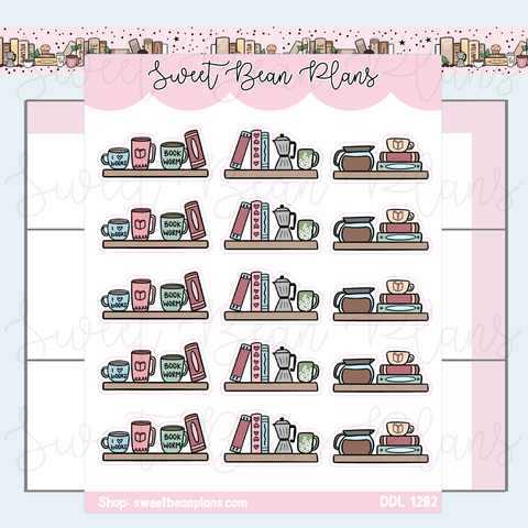 Coffee Mini Shelves Vinyl Planner Stickers | Ddl 1292