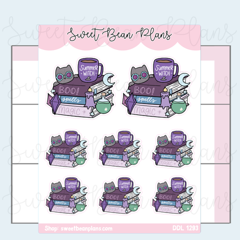 Summer Witch Book Stack Vinyl Planner Stickers | Ddl 1293
