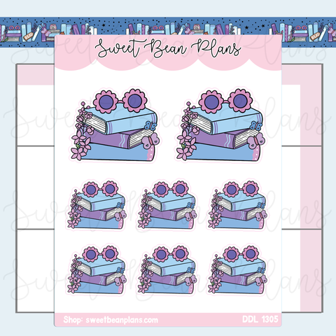 July 2025 Book Stack Vinyl Planner Stickers | Ddl 1305