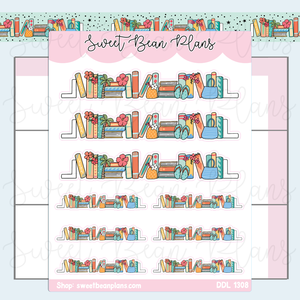 Beachy Bookshelf Vinyl Planner Stickers | Ddl 1308