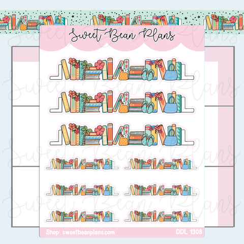 Beachy Bookshelf Vinyl Planner Stickers | Ddl 1308