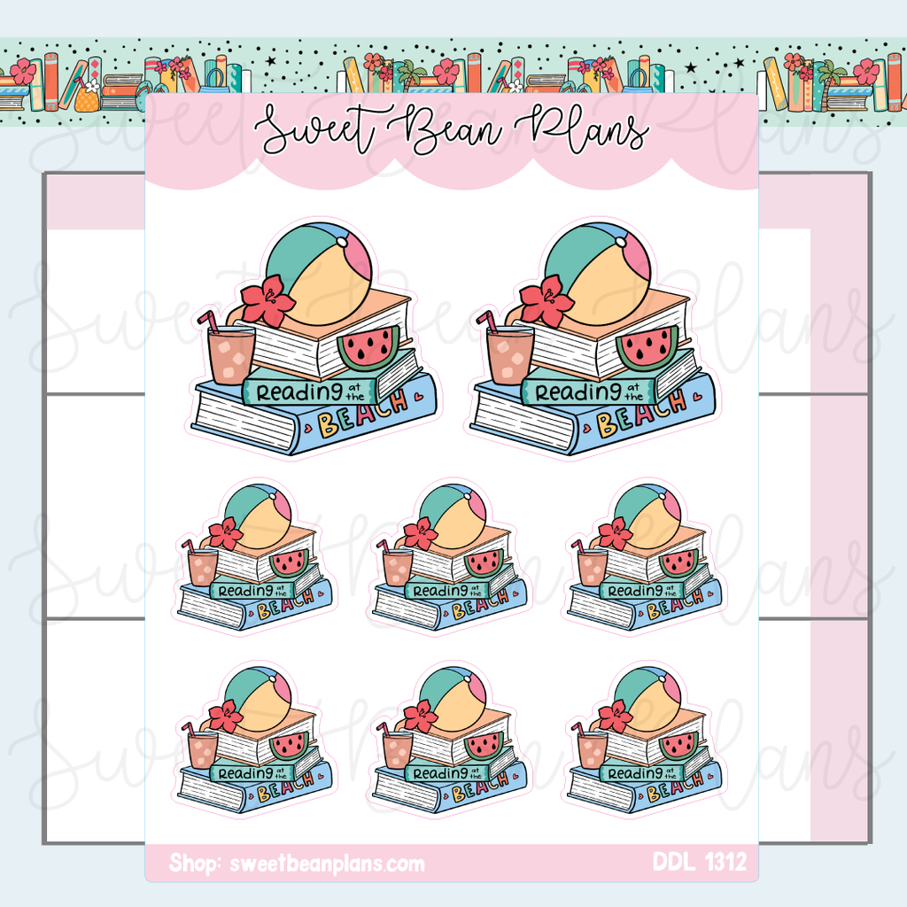 Beachy Book Stack Vinyl Planner Stickers | Ddl 1312