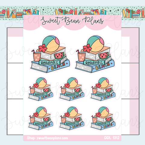 Beachy Book Stack Vinyl Planner Stickers | Ddl 1312