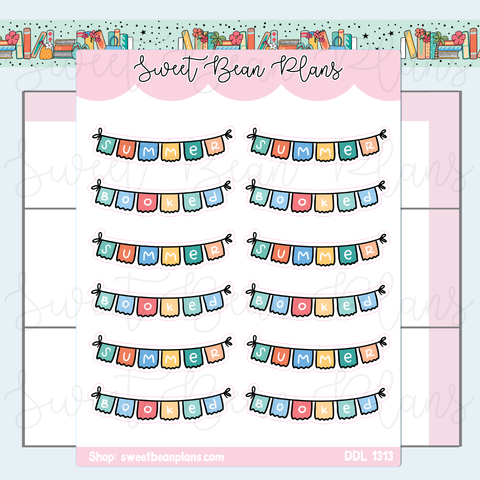 Summer Booked Banners Vinyl Planner Stickers | Ddl 1313