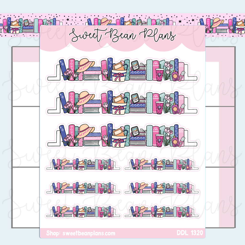 Girl Summer Bookshelf Vinyl Planner Stickers | Ddl 1320