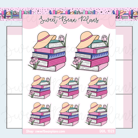 Girl Summer Book Stack Vinyl Planner Stickers | Ddl 1323