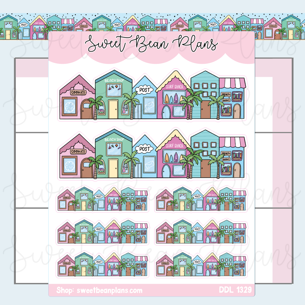 Beach Town Vinyl Planner Stickers | Ddl 1329