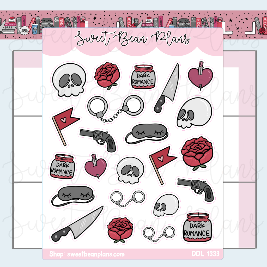 Dark Romance Doodles Vinyl Planner Stickers | Ddl 1333