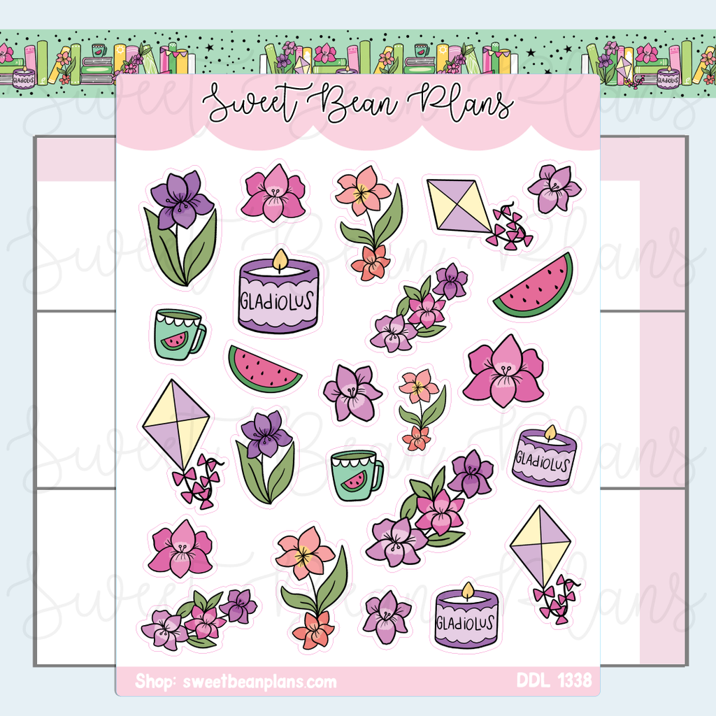 August 2025 Doodles Vinyl Planner Stickers | Ddl 1338