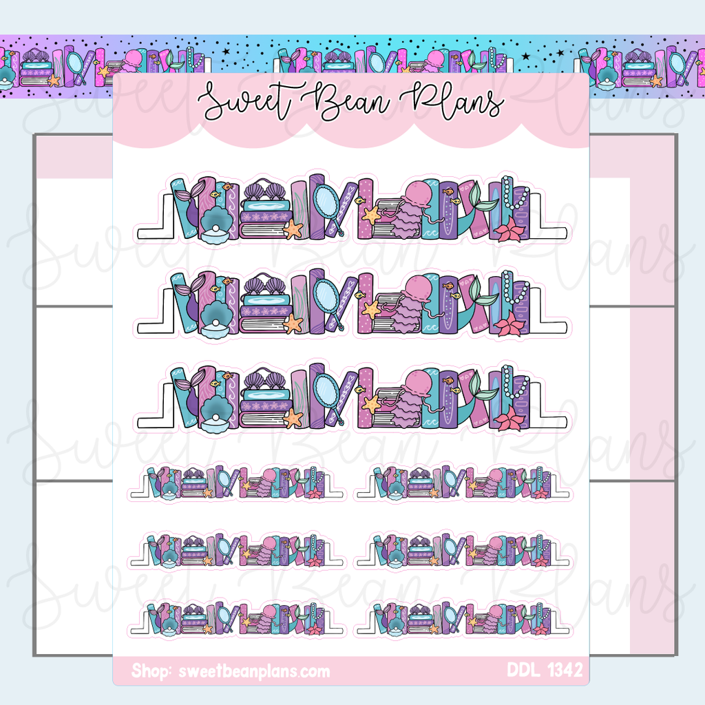 Mermaid Bookshelf Vinyl Planner Stickers | Ddl 1342