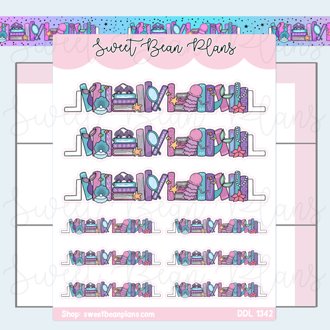 Mermaid Bookshelf Vinyl Planner Stickers | Ddl 1342