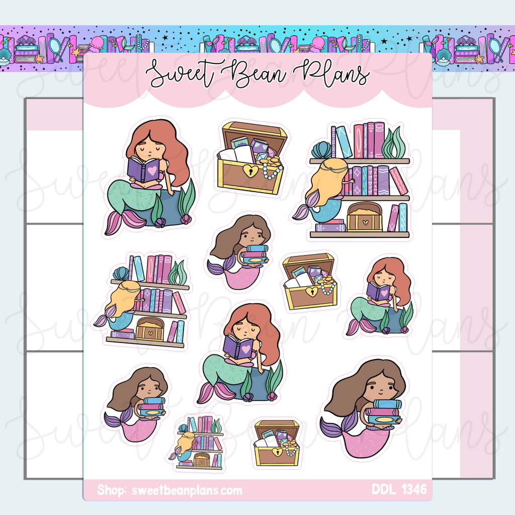 Bookish Mermaids Vinyl Planner Stickers | Ddl 1346