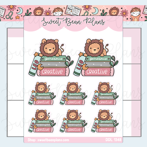 Leo Book Stack Vinyl Planner Stickers | Ddl 1348