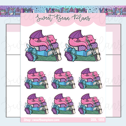 Fantasy Dragon Book Stack Vinyl Planner Stickers | Ddl 1355