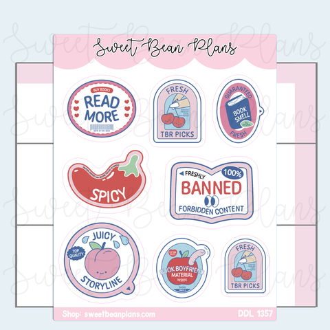 Bookish Fruit Labels Vinyl Planner Stickers | Ddl 1357