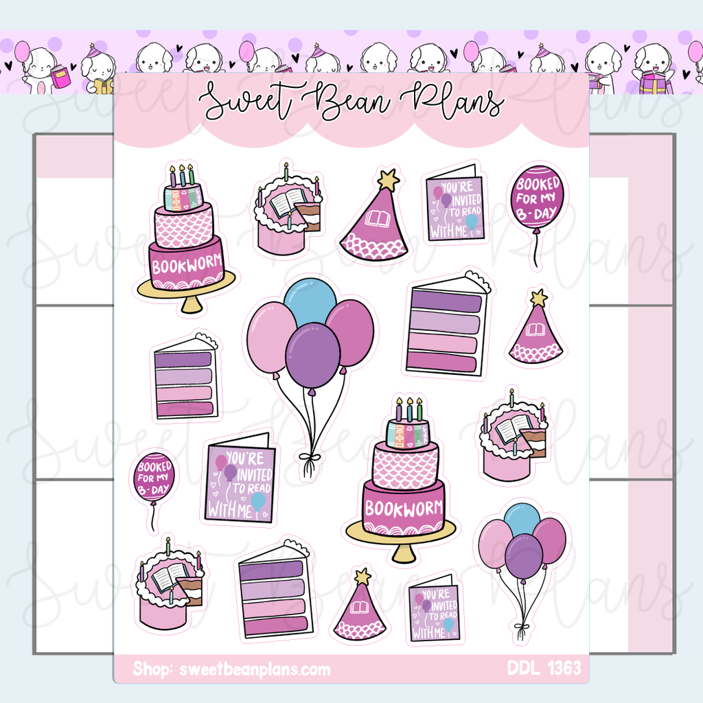 Birthday Doodles Vinyl Planner Stickers | Ddl 1363