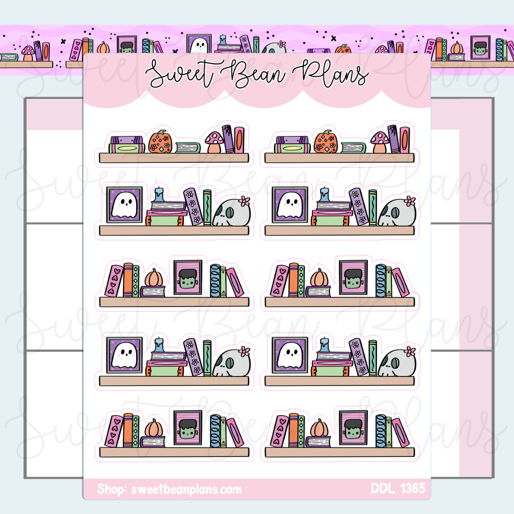 Cute Halloween Shelves Vinyl Planner Stickers | Ddl 1365