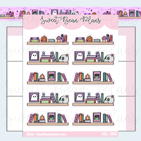 Cute Halloween Shelves Vinyl Planner Stickers | Ddl 1365