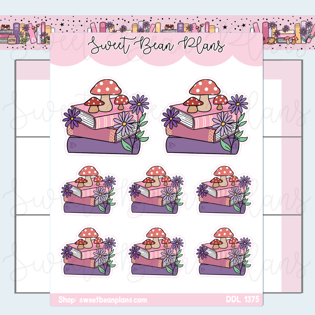 September 2025 Book Stack Vinyl Planner Stickers | Ddl 1375