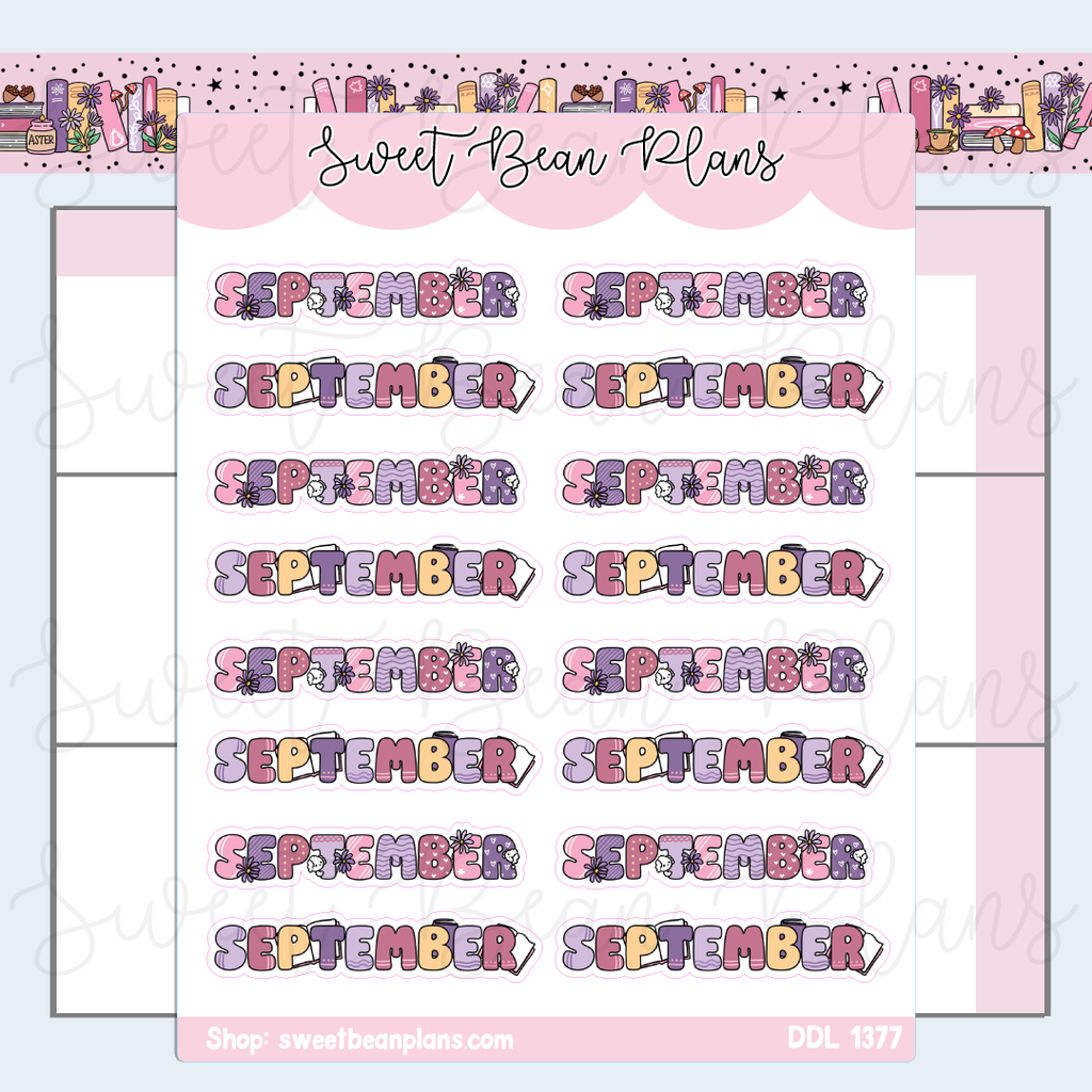 September 2025 Banners Vinyl Planner Stickers | Ddl 1377