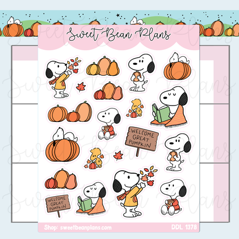 Great Pumpkin Doodles Vinyl Planner Stickers | Ddl 1378
