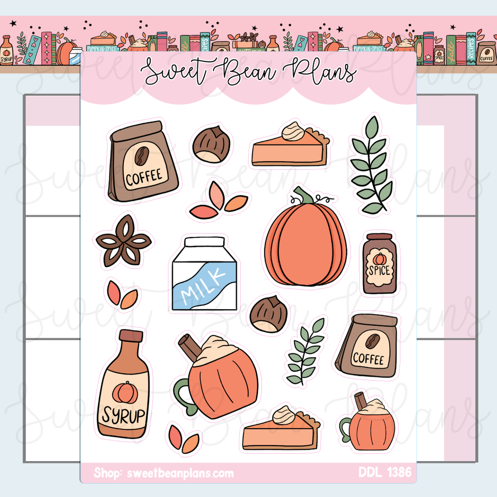 Pumpkin Spice Latte Vinyl Planner Stickers | Ddl 1386