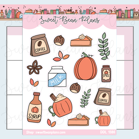 Pumpkin Spice Latte Vinyl Planner Stickers | Ddl 1386
