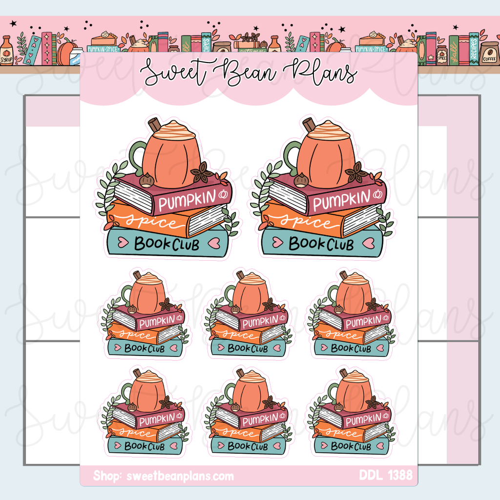Pumpkin Spice Book Stack Vinyl Planner Stickers | Ddl 1388