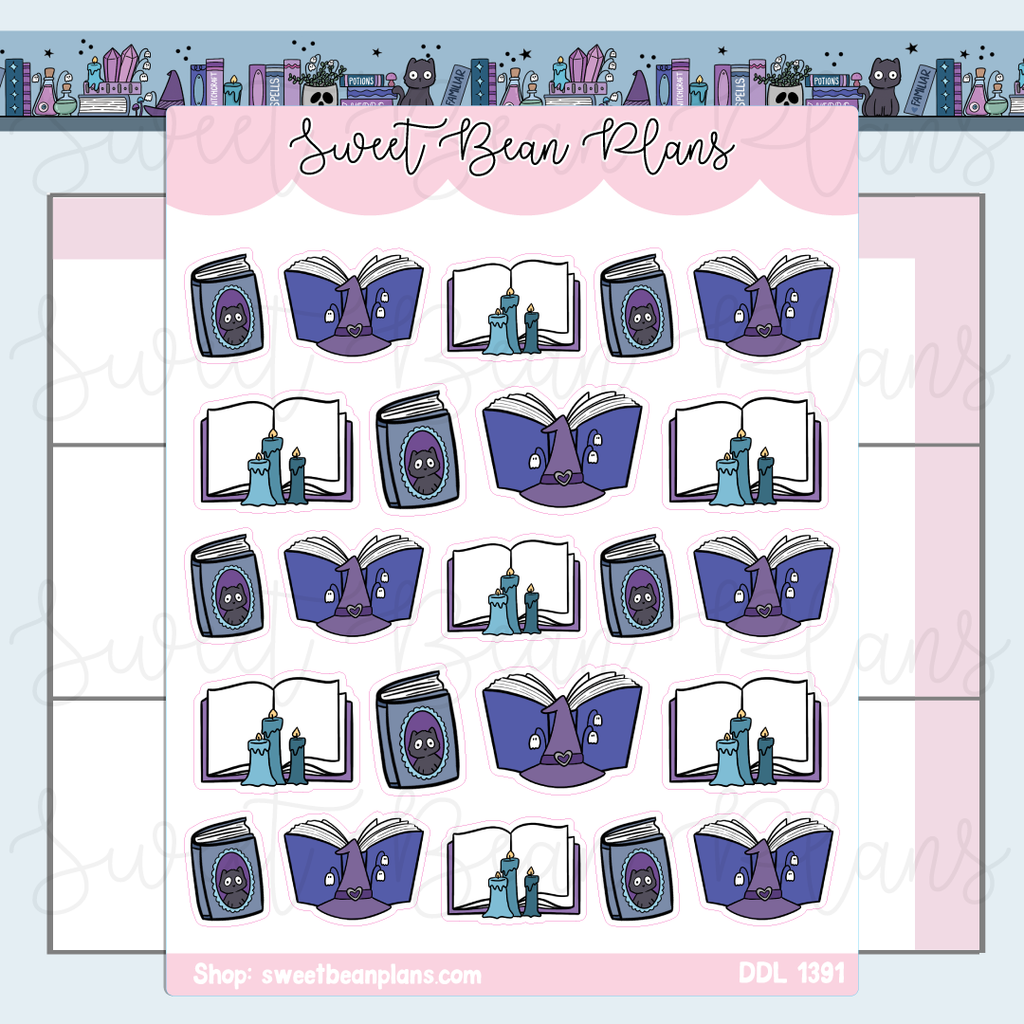 Witchy Season Books Vinyl Planner Stickers | Ddl 1391