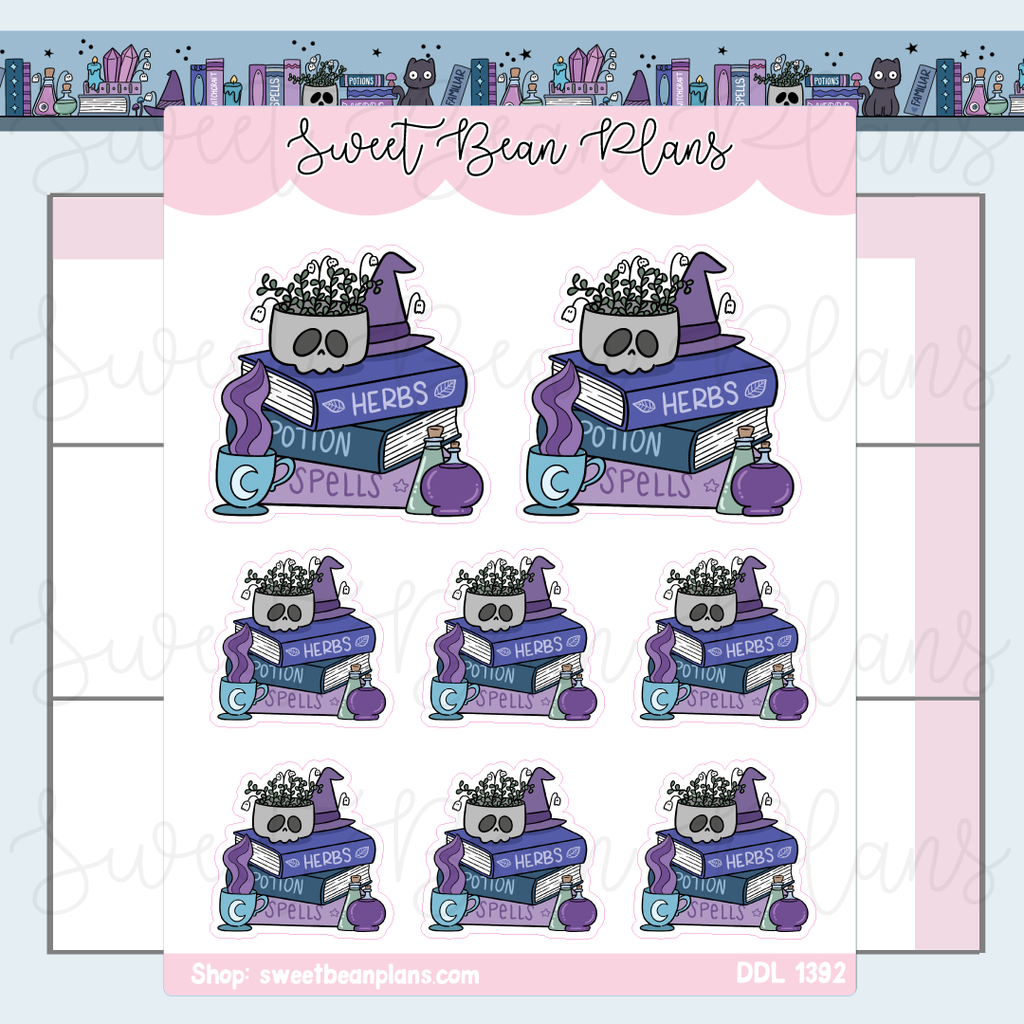 Witchy Season Book Stack Vinyl Planner Stickers | Ddl 1392
