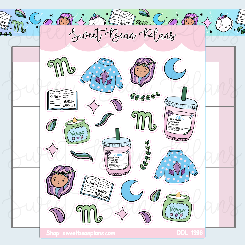 Virgo Doodles Vinyl Planner Stickers | Ddl 1396