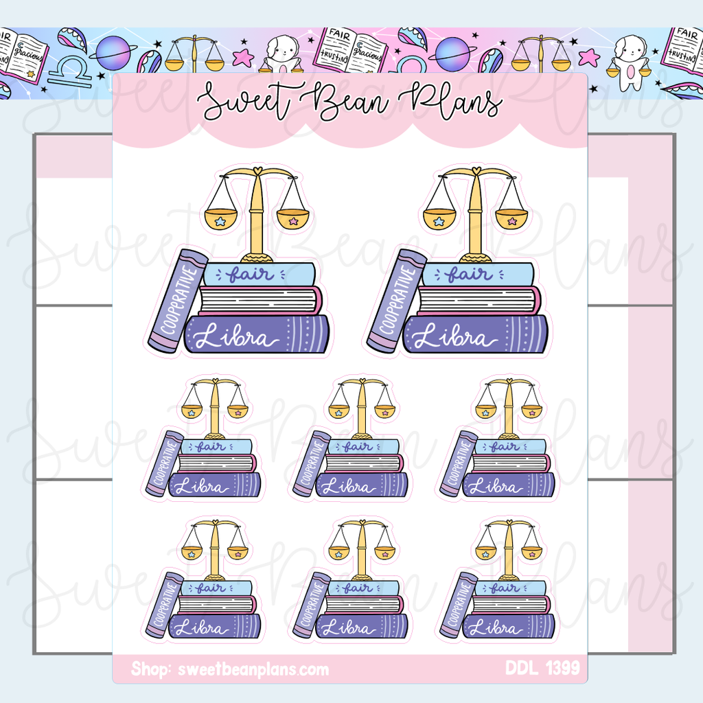 Libra Book Stack Vinyl Planner Stickers | Ddl 1399