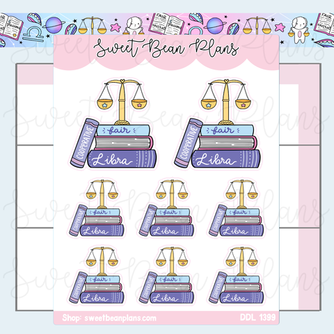 Libra Book Stack Vinyl Planner Stickers | Ddl 1399
