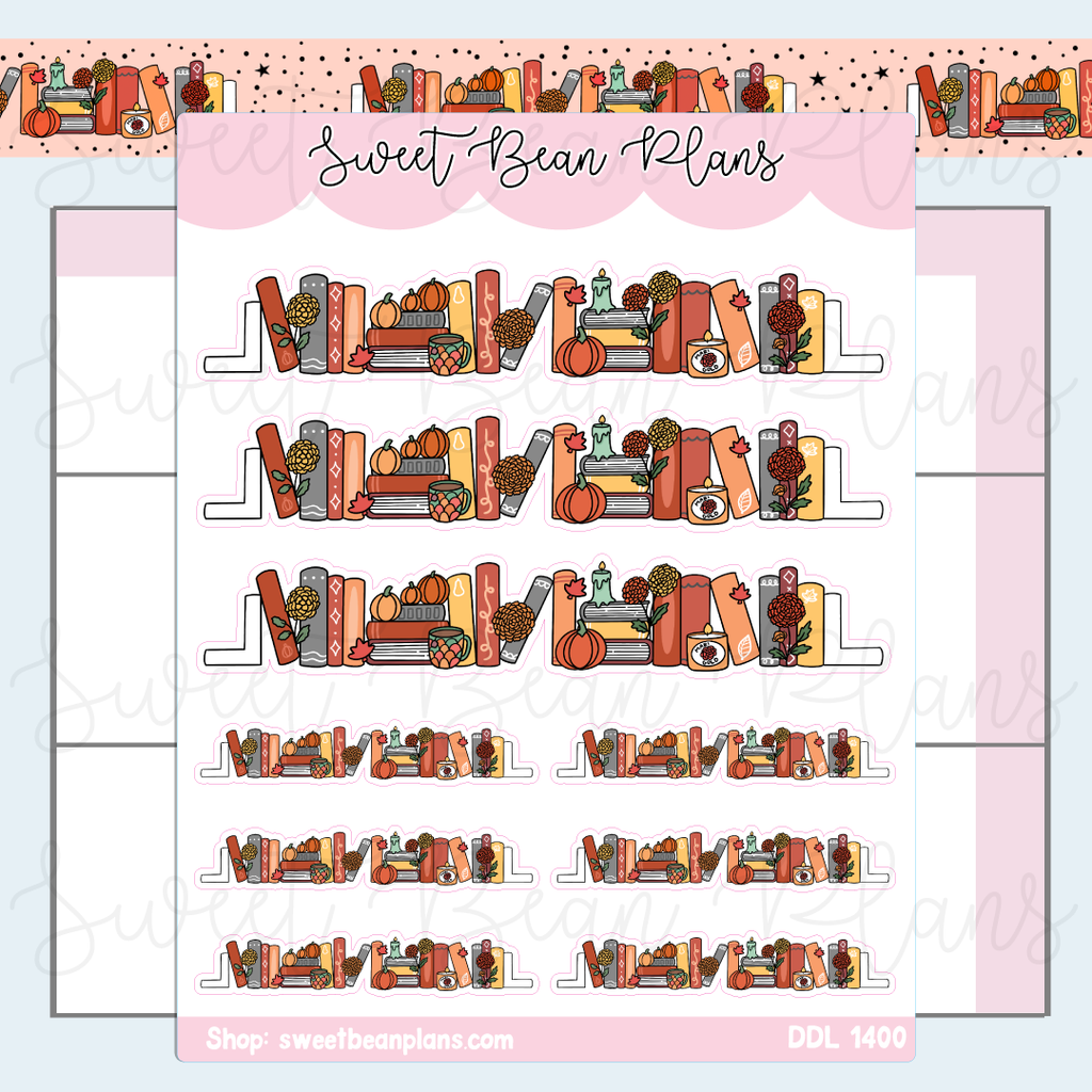 October 2025 Bookshelf Vinyl Planner Stickers | Ddl 1400