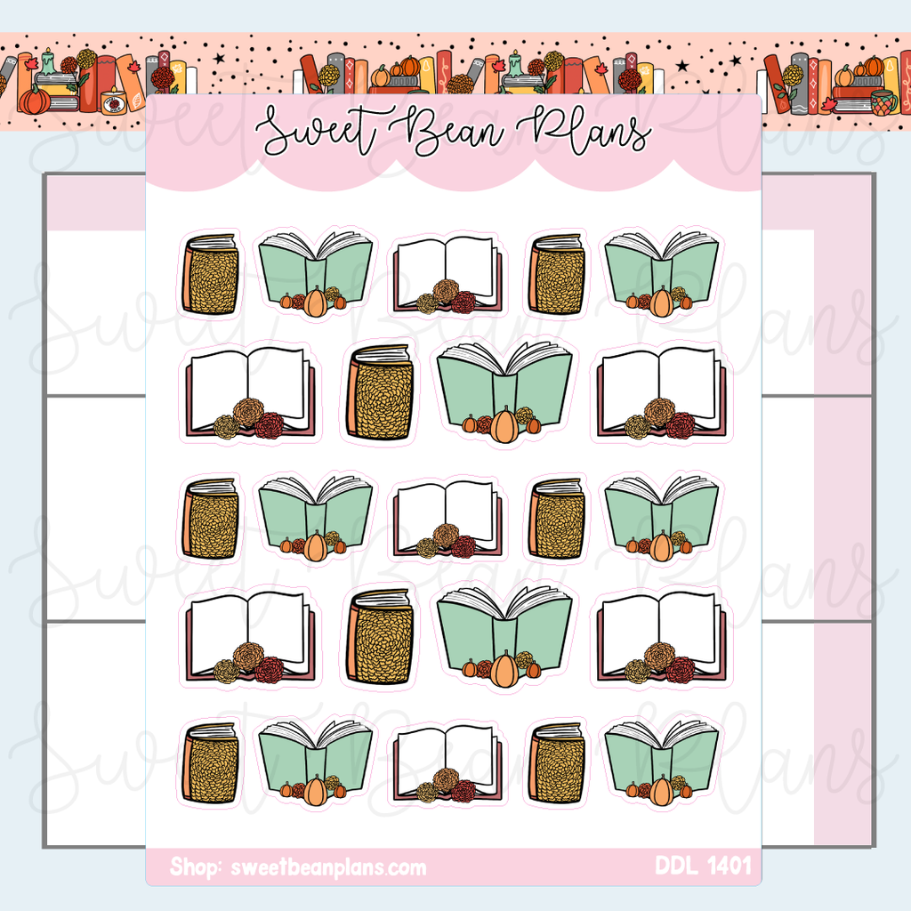 October 2025 Books Vinyl Planner Stickers | Ddl 1401