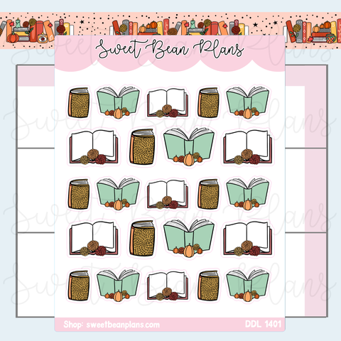 October 2025 Books Vinyl Planner Stickers | Ddl 1401