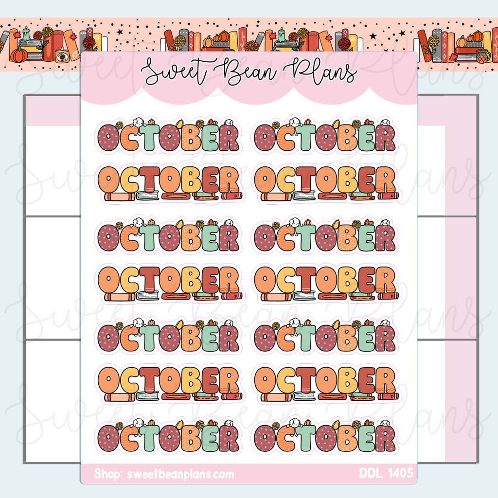 October 2025 Banners Vinyl Planner Stickers | Ddl 1405