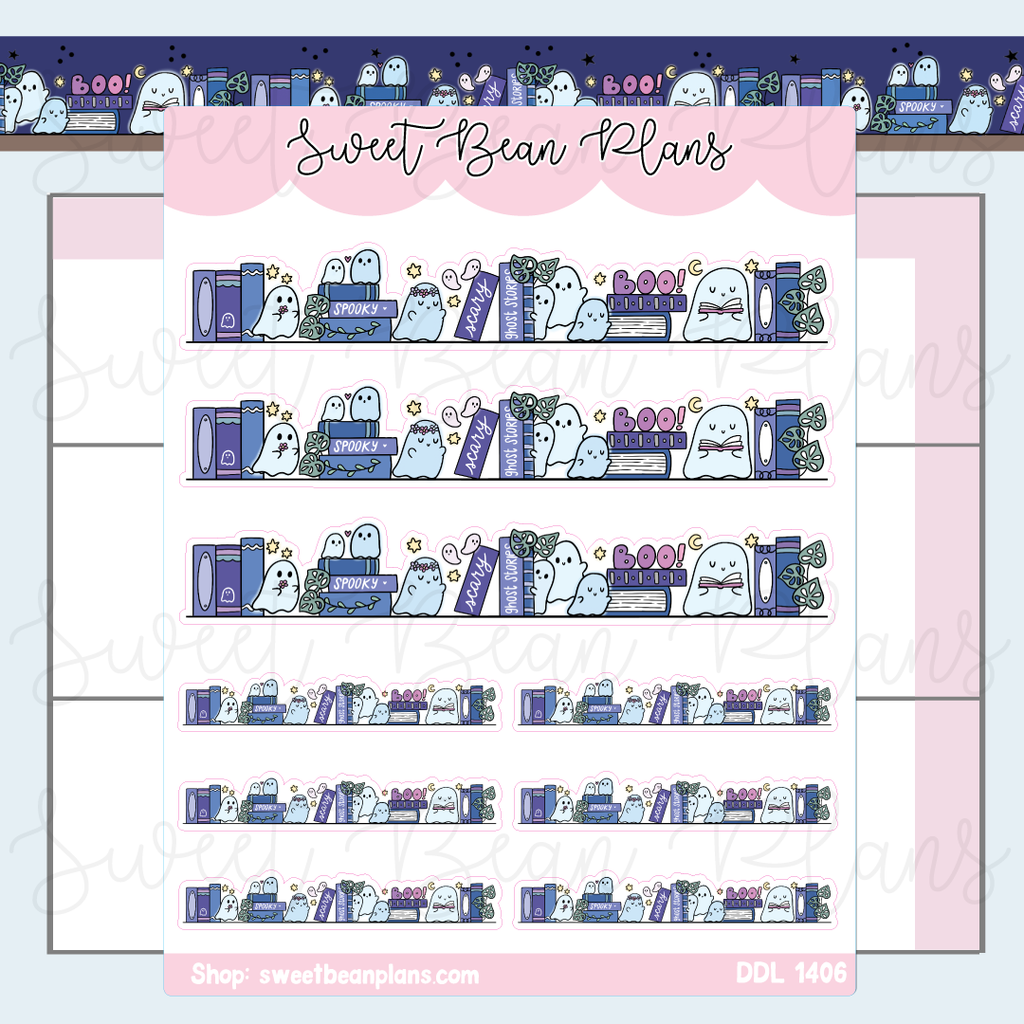 Ghost Bookshelf Vinyl Planner Stickers | Ddl 1406