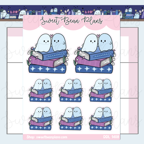 Ghost Book Stack Vinyl Planner Stickers | Ddl 1408