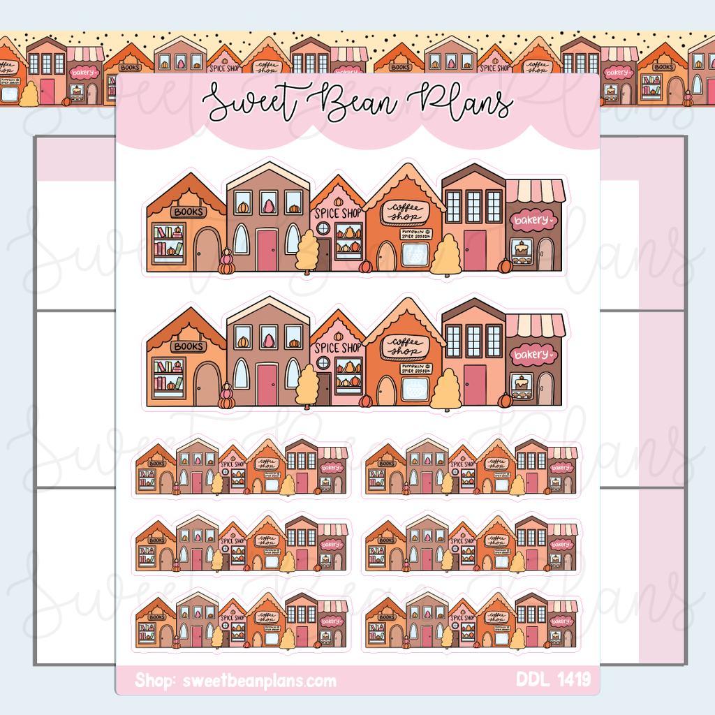 Autumn Town Vinyl Planner Stickers | Ddl 1419