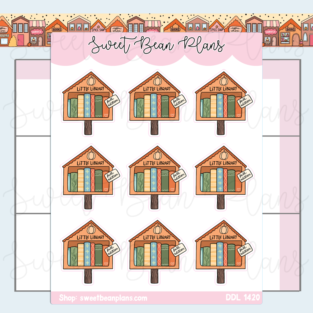 Fall Little Library Vinyl Planner Stickers | Ddl 1420