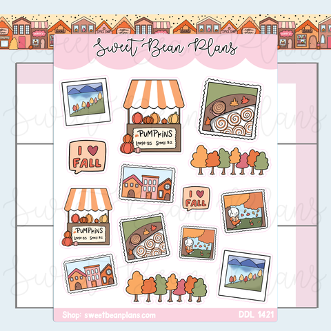 Pumpkin Patch Doodles Vinyl Planner Stickers | Ddl 1421