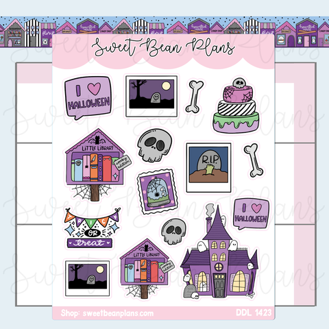Halloween Doodles Vinyl Planner Stickers | Ddl 1423